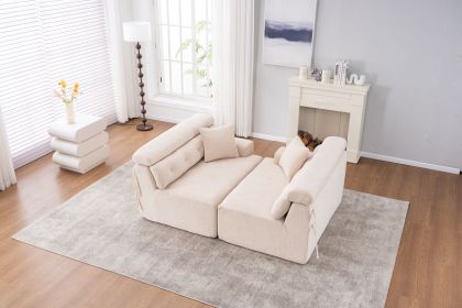 LY-029 APRICOT COMPRESSION SOFA: 4-seater combined sofa, Wood Grain Chenille fabric, full sponge compression sofa
