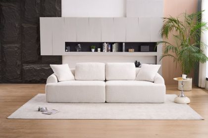 LY-024 BEIGE COMPRESSION SOFA: 4-seater combined sofa, Crochet Yarn Fabric, full sponge compression sofa