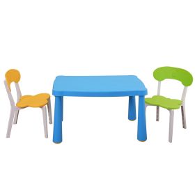 Kids Table and Chair Set,3 Piece Toddler Table and Chair Set,Plastic Children Activity Tablefor Reading,Preschool,Drawing,Toddler,Playroom(Tricol