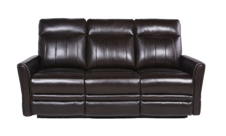 Luxury Power Reclining Sofa Recliner in Dark Brown Top-Grain Leather - Ultimate Comfort with Power Leg Rest and Articulating Headrest - Elegant a