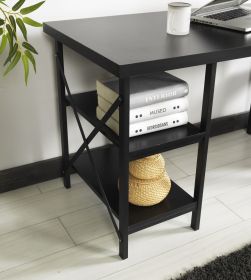 Furnish Home Store Buket Metal Frame 60" Extra Wide Wood Top 4 Shelves Writing and Computer Desk for Home Office, Black