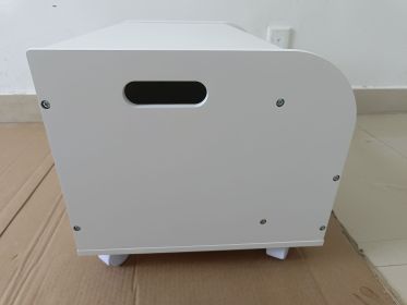 Wooden Toy Box with 4 Universal Wheels, Kids Toy Storage Organizer with Front Bookshelf, Flip-Top Lid, Safety Hinge