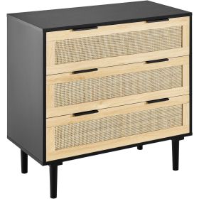 VEVOR 3 Drawer Rattan Dresser, Boho Dresser, Rattan Chest of Drawers with Spacious Storage, Natural Rattan Dresser for Bedroom, Living Room & Hal