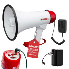 5Core Megaphone Bullhorn Speaker 50W Bull Horn Rechargeable Cheer Megafono 300 Meter
