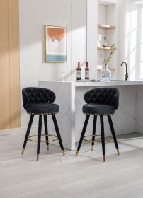 COOLMORE Counter Height Bar Stools Set of 2 for Kitchen Counter Solid Wood Legs with a fixed height of 360 degrees (Color: as Pic)