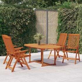 5 Piece Patio Dining Set Solid Wood Eucalyptus (Color: Brown)