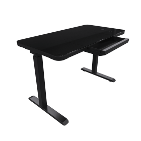 Glass Electric Standing Desk with Drawer - 45 x 23 Inch Tempered Glass Dual Motor Height Adjustable Sit Stand Desk Computer Workstation with USB/ (Color: Black)