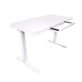 Glass Electric Standing Desk with Drawer - 45 x 23 Inch Tempered Glass Dual Motor Height Adjustable Sit Stand Desk Computer Workstation with USB/ (Color: White)