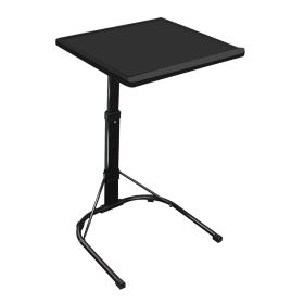 Folding Tray Table Portable Sofa TV Tray Laptop Desk C Side Adjustable Eating Dinner Coffee Table with 3 Adjustable Heights 3 Angles 55lbs Load B (Color: Black)